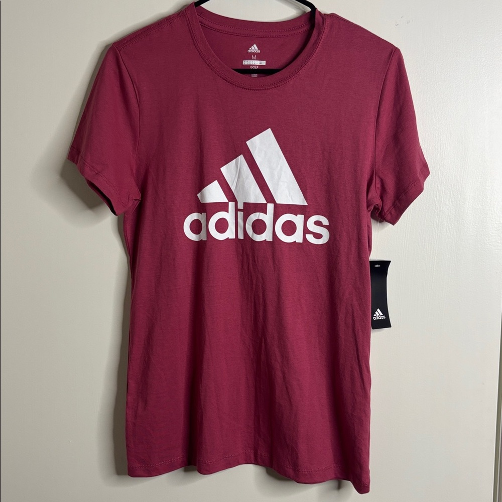 Adidas Women's Maroon Tee with White Logo